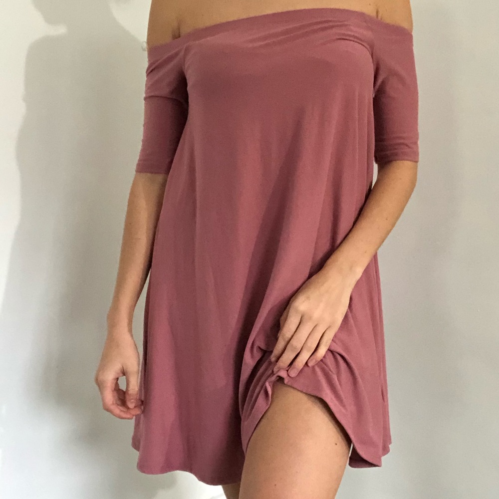 F21 Pink off the shoulder dress